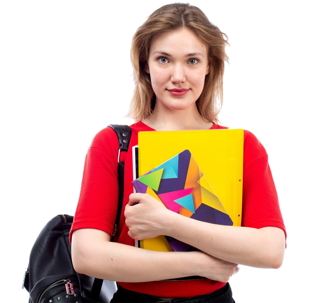 estudiante con cuadernos